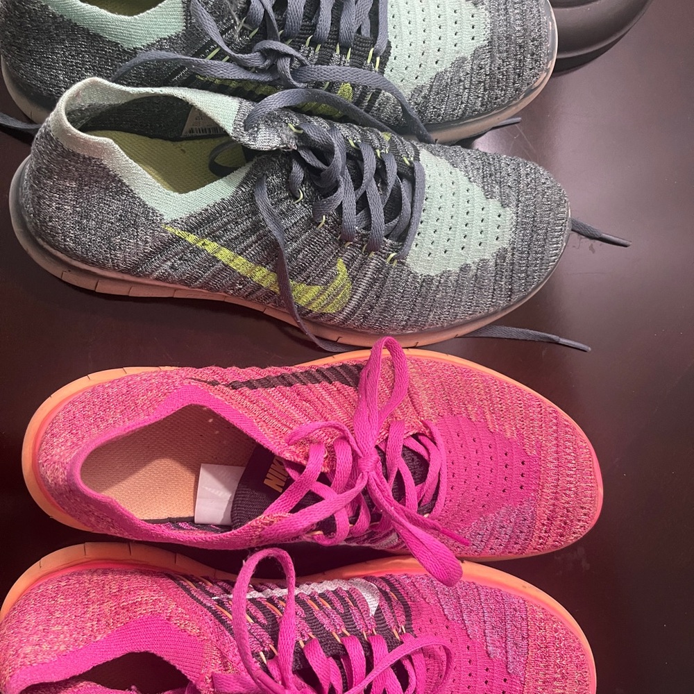 Nike Women's Sneakers - Gray and Pink Running Shoes